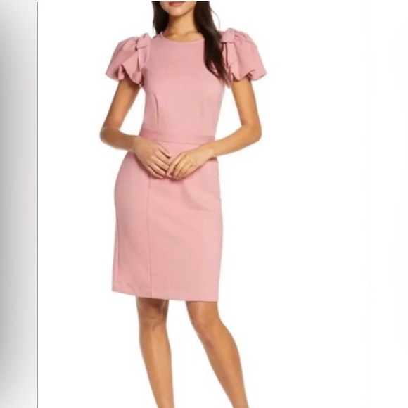 Rachel Parcell bow shoulder puff sleeve dress - Picture 3 of 8